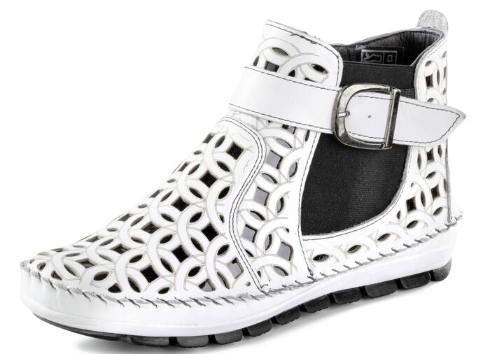 Gemini, zomerlaarzen voor dames, breedte G, met uitneembaar voetbed WIT-ZWART