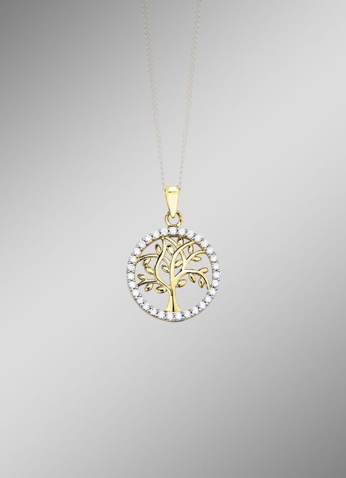 Levensboom hanger met zirkonia 