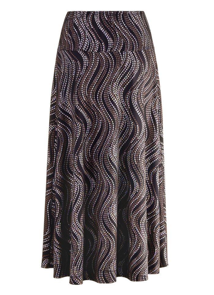 Rok met elegante glinsterende print ZWART-BRUIN-MULTICOLOR