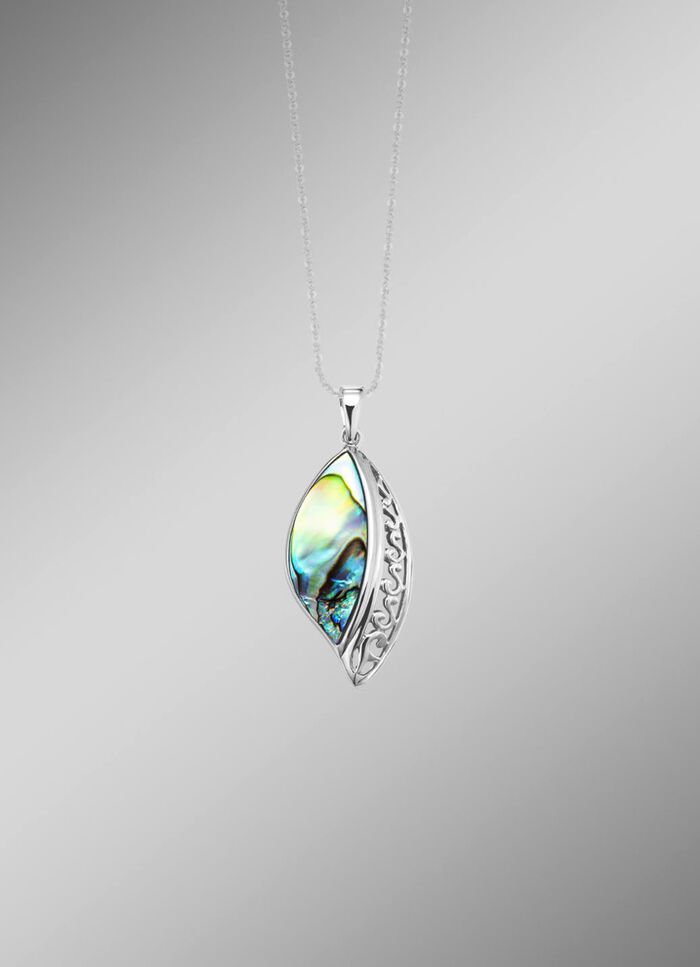 Edele zilveren hanger met echte abalone parelmoer 
