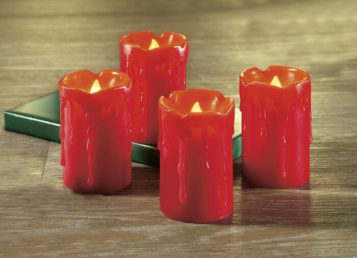 LED-kaarsenset van echte was ROOD