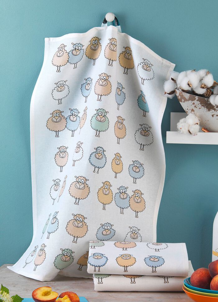 Theedoeken, set van 3, gemaakt van halflinnen 