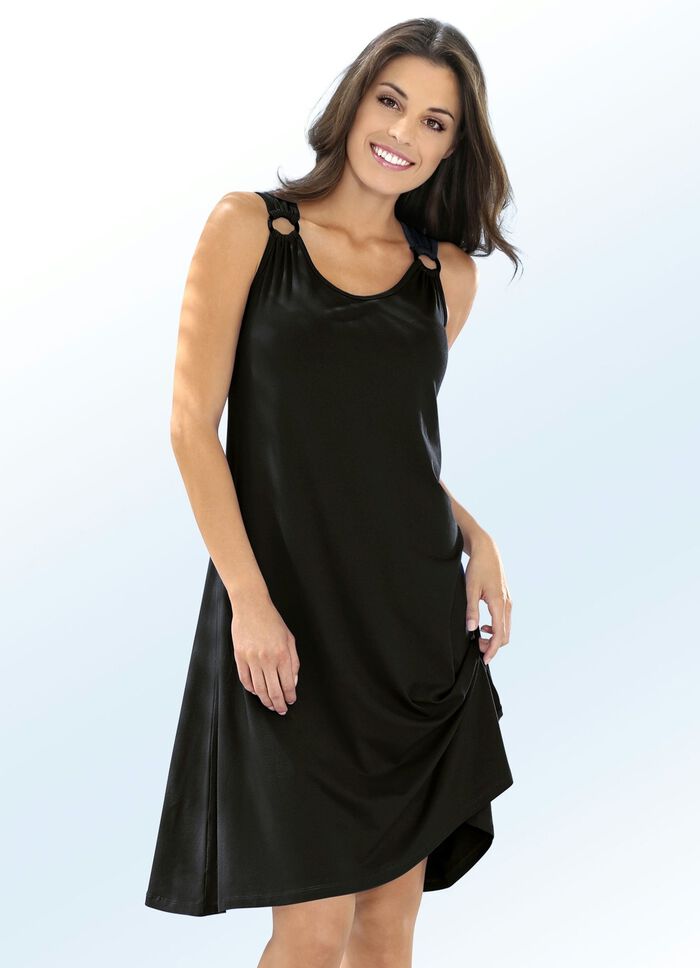 Tweedelige jurken met decoratieve ringen, mouwloos 1X KONINGSBLAUW, 1X ZWART