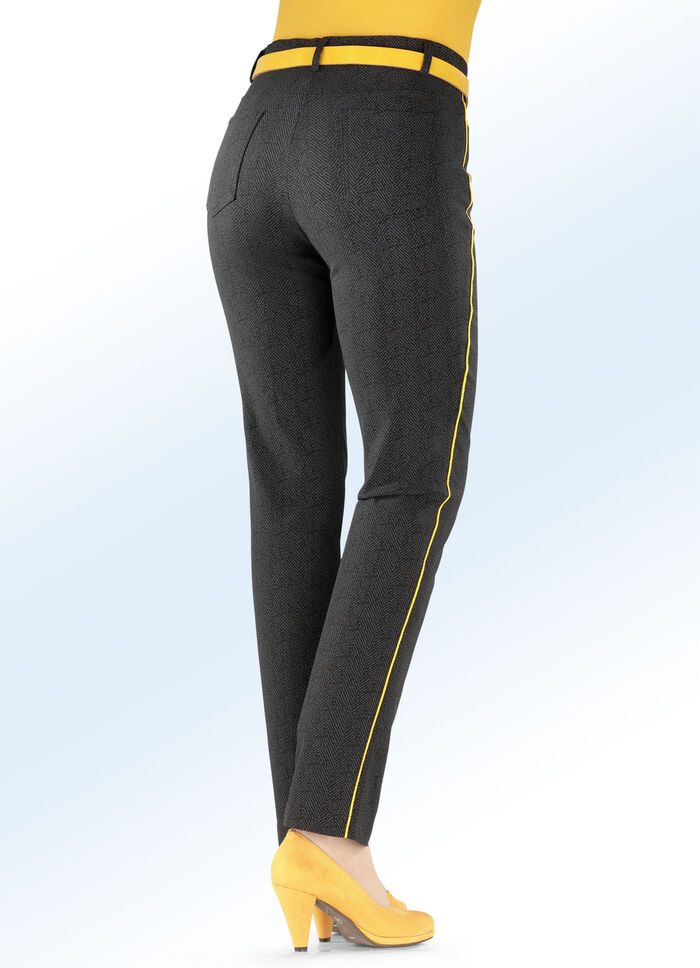 Broek met stijlvolle vissengraatlook 