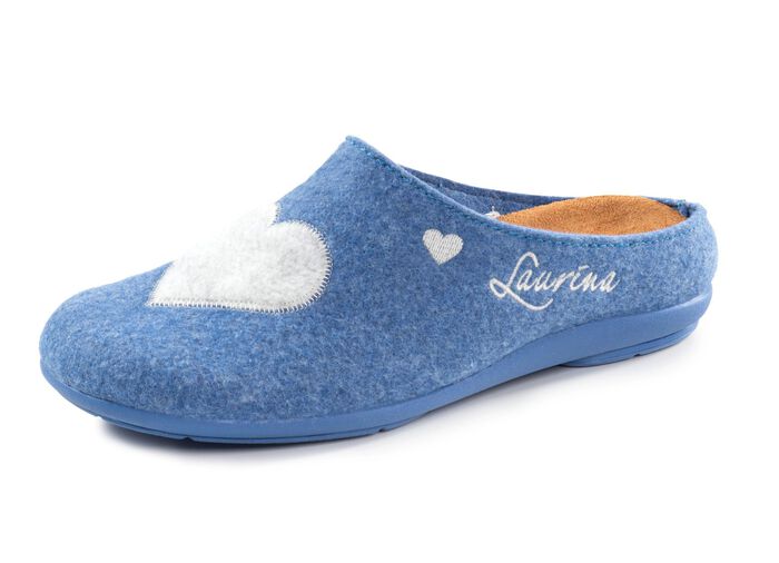 Laurina, klassieke damespantoffels, met uitneembaar voetbed KORNBLAU