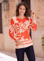 Shirt met flatlocknaden in 2 kleuren ORANJE-BEIGE