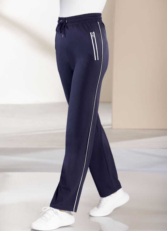 Casual broek met contrasterende biezen MARINE