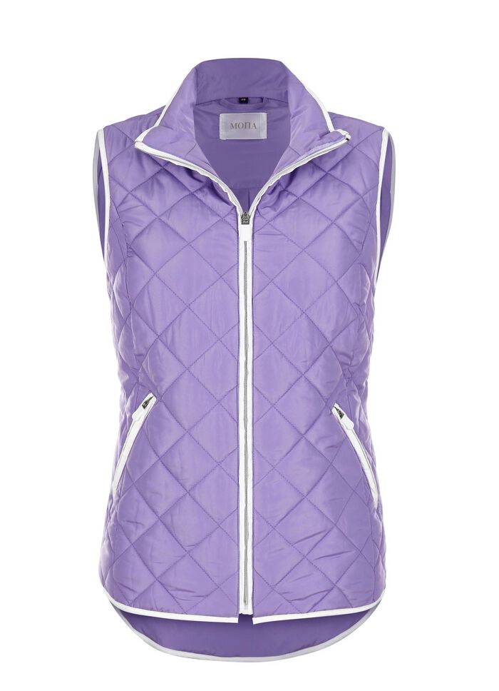 Gewatteerd vest met contrasterende biezen PAARS