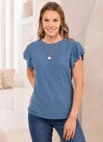 Shirt met geplooide mouwen 