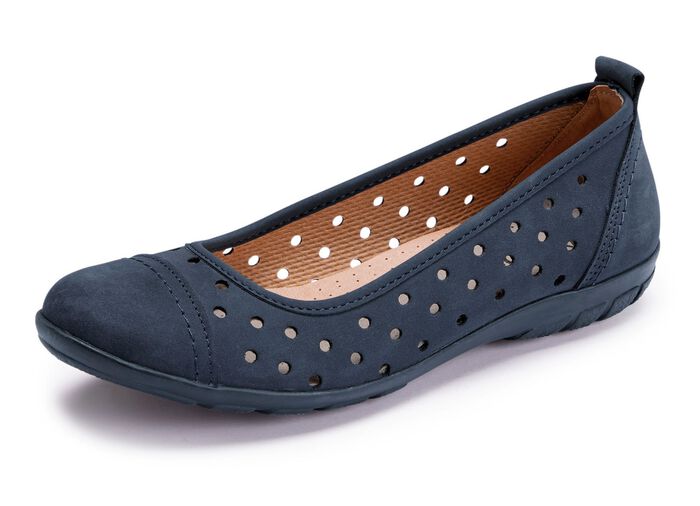 ELENA EDEN, zomerse damesballerina's, wijdte G, met uitneembaar voetbed MARINE