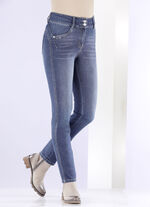 Vormgevende jeans in 4-pocketmodel JEANS BLAUW