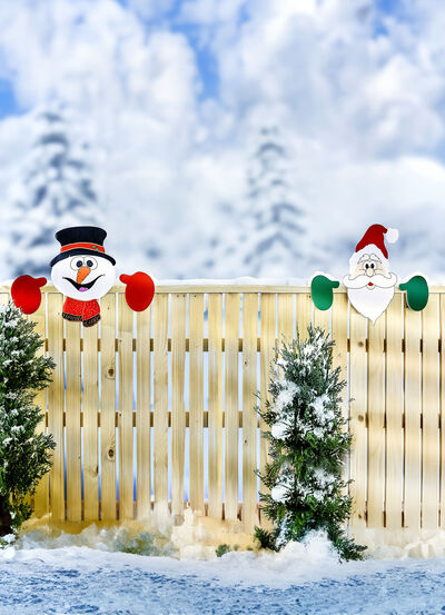 Klittenbanddecoratie "Kerstman+Sneeuwpop", set van 2 
