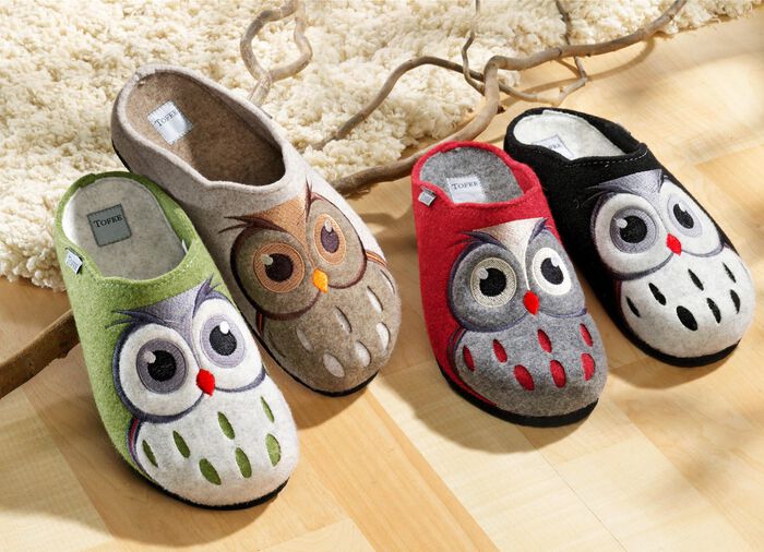 Pantoffels voor dames van echt vilten natuurwol 