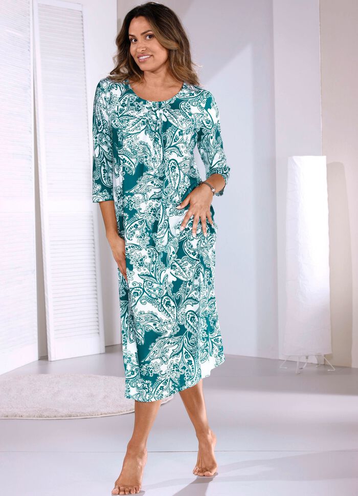 Nachthemd tot op de enkel met driekwartmouwen 