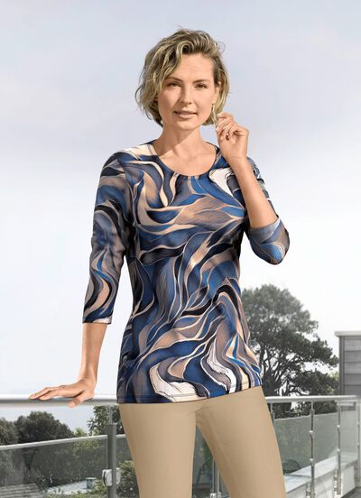 Shirt met 3/4-mouwen in 4 kleuren 