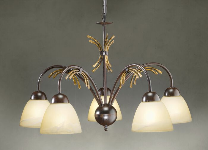 Hanglamp, 5-lichts, met ijzeren frame 