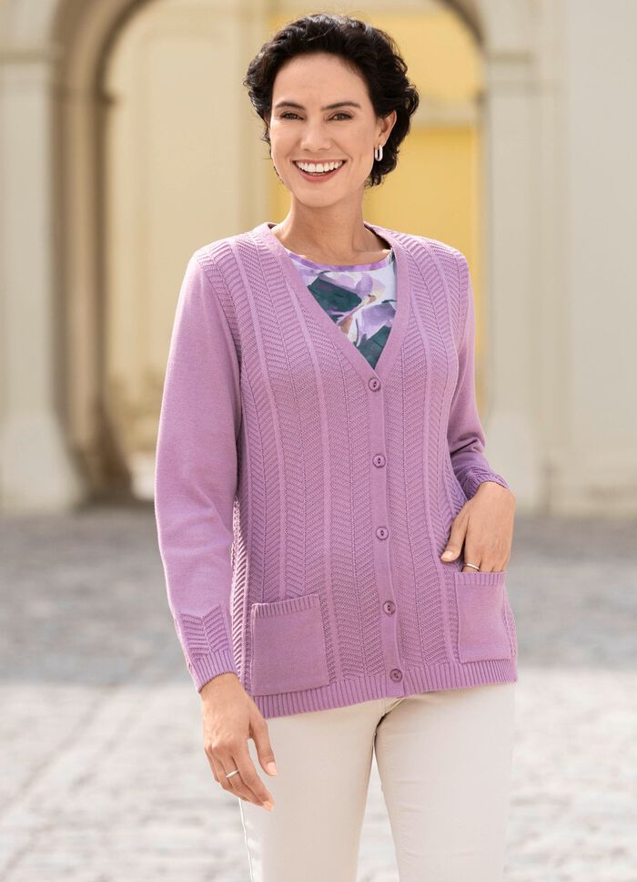 Cardigan met fijne structuurstrepen FLIEDER