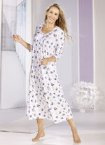 Nachtjapon met plooien en stiksels op het decollet&eacute; 