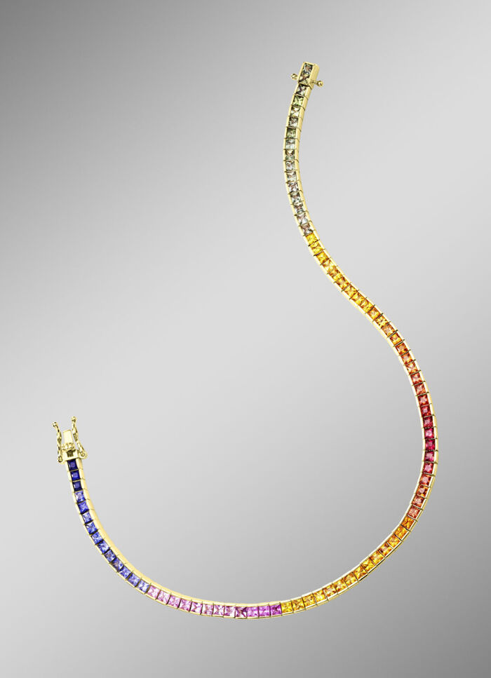 Hoogwaardige armband met echte saffieren in veelkleurig 