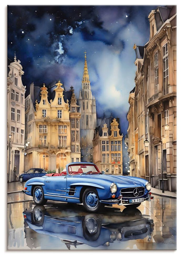 Afbeelding: Mercedes 190SL in een stad 