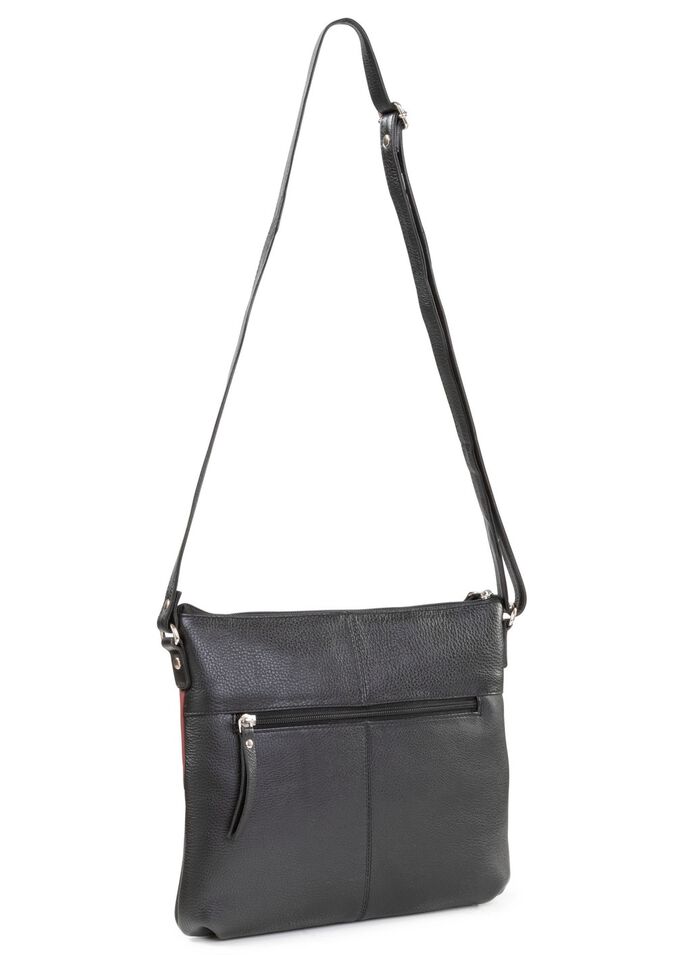 Laurina, tas, dames, met verstelbare schouderband ZWART-BORDEAUXROOD