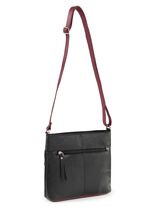 Laurina, tas, dames, met verstelbare schouderband ZWART-BORDEAUXROOD