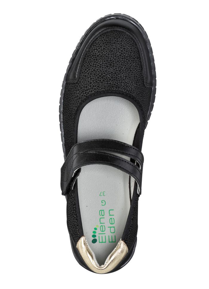 ELENA EDEN pantoffels gemaakt van nappaleer en stretchmateriaal ZWART-GOUD