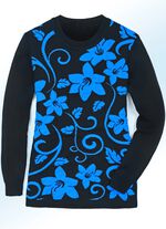 Trui met jacquardmotief en cloqu&eacute;-effecten BLAUW-ZWART