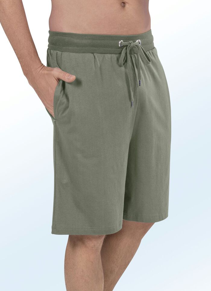 Set met twee pyjama- en vrijetijdsbroeken, knielang 1x MARINE, 1x OLIJFGROEN