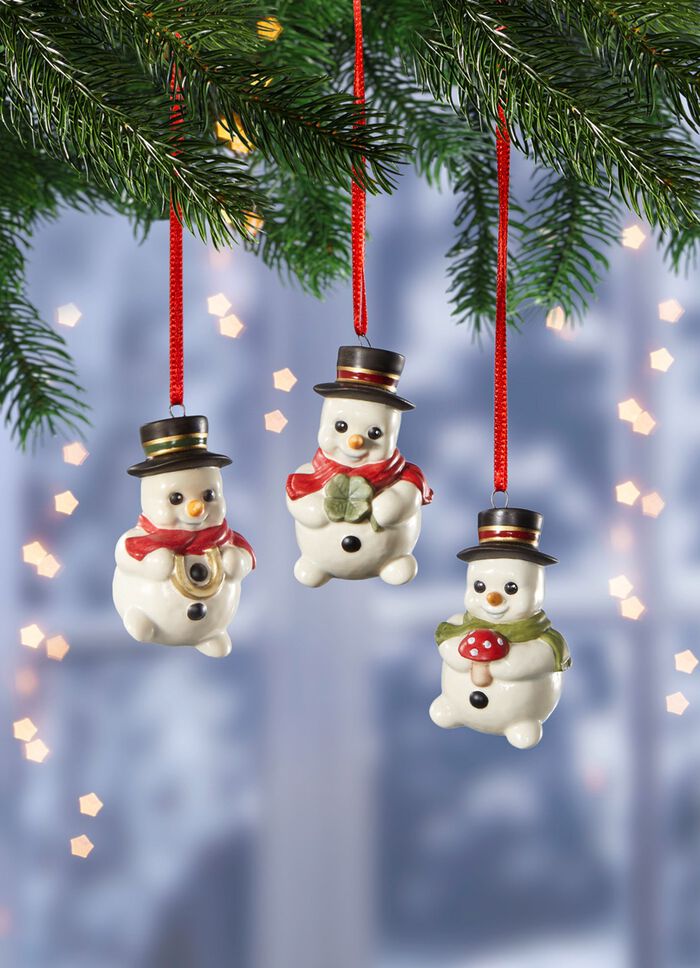 Sneeuwpophangers van fijn steengoed, set van 3 