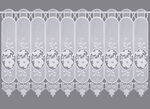 Korte venstervitrage met bloemen en macramé-kant 