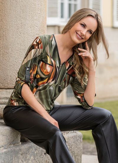 Overhemdtuniek met imitatieleren bies 