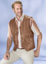 Leren vest "Redpoint"  COGNAC