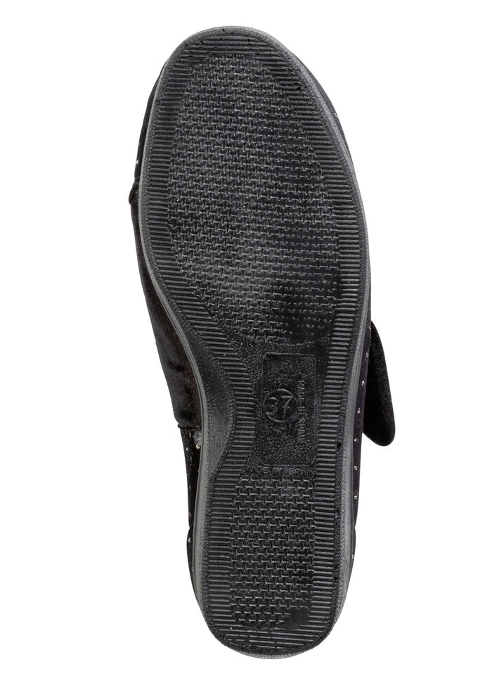 Laurina klittenbandschoen met subtiel sprankelend glitterreliëf ZWART