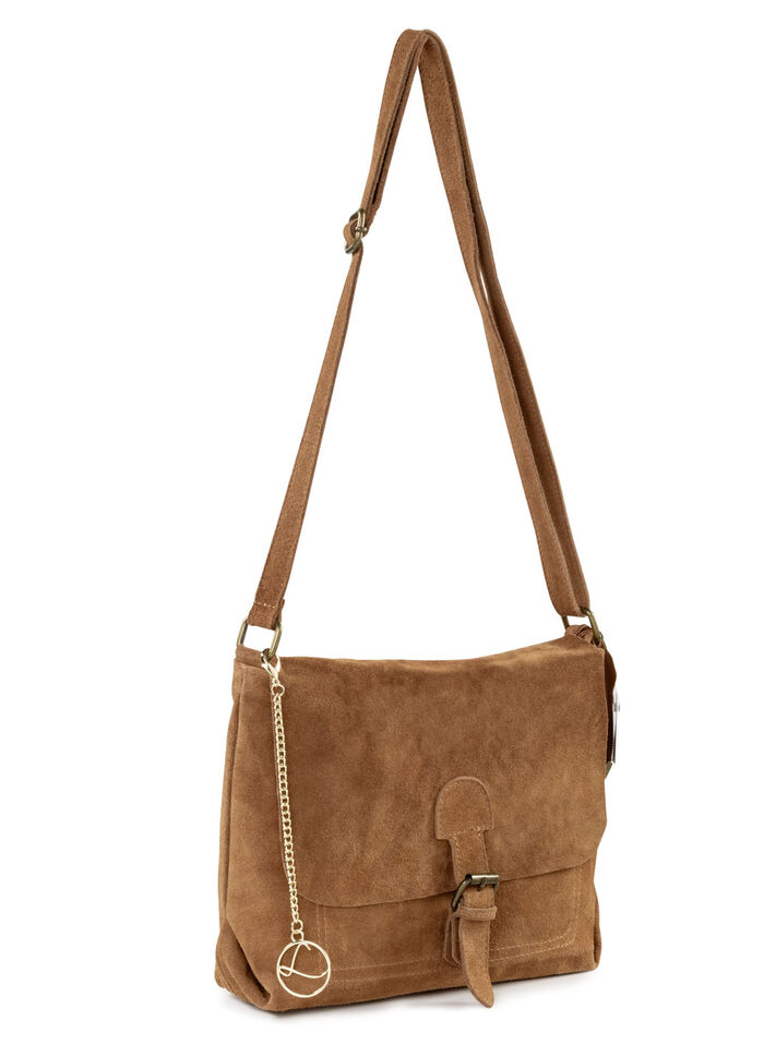 Laurina tas met magneetsluiting en decoratieve strik COGNAC