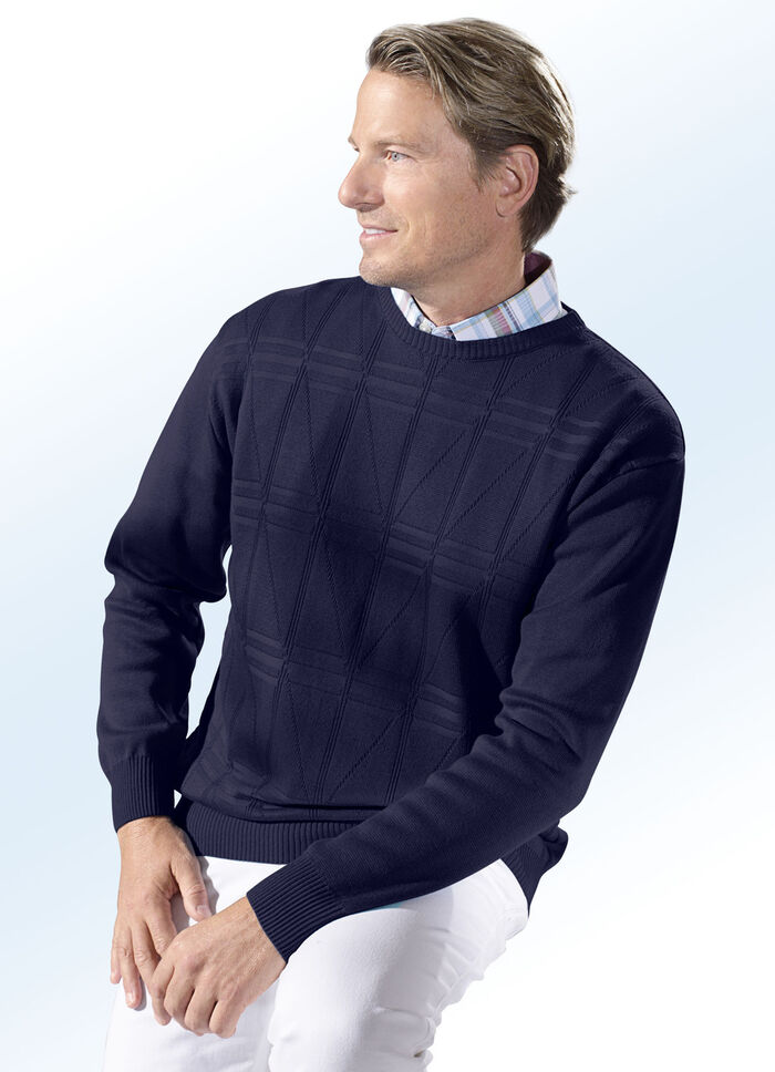 Chique trui met ronde hals in 3 kleuren MARINE