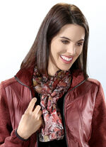 Sjaal met bloesem- en reptieldessin 