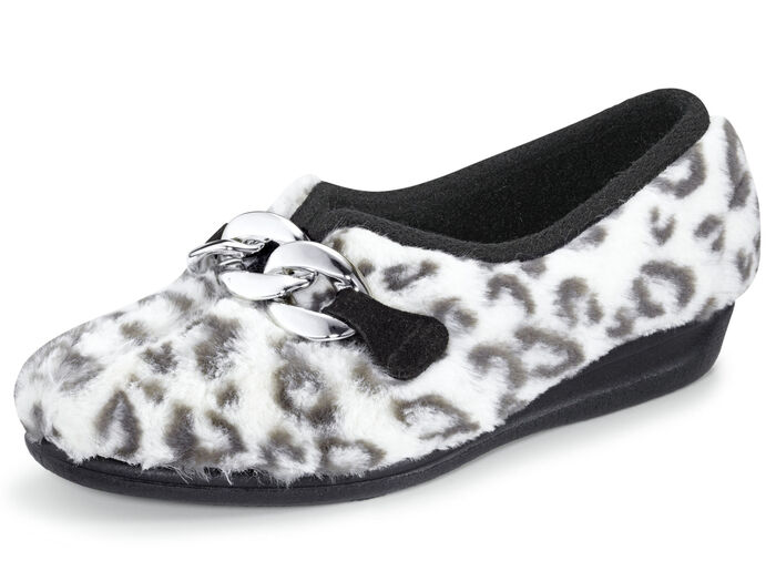 Huisschoen met anatomisch gevormd voetbed WIT-ZWART