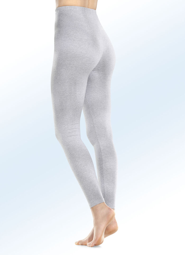 Twee-pack leggings met biologisch katoen 1 X GRIJS GEMÊLEERD, 1 X MARINE
