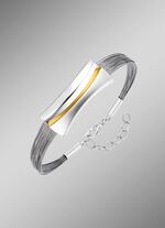 Moderne bicolorset van 925/- fijn zilver en staal 