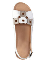 Sandaal van rundnappaleer met verstelbare hielband WITBRONS