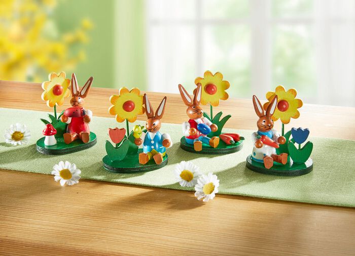 Houten konijntjes, set van 4 