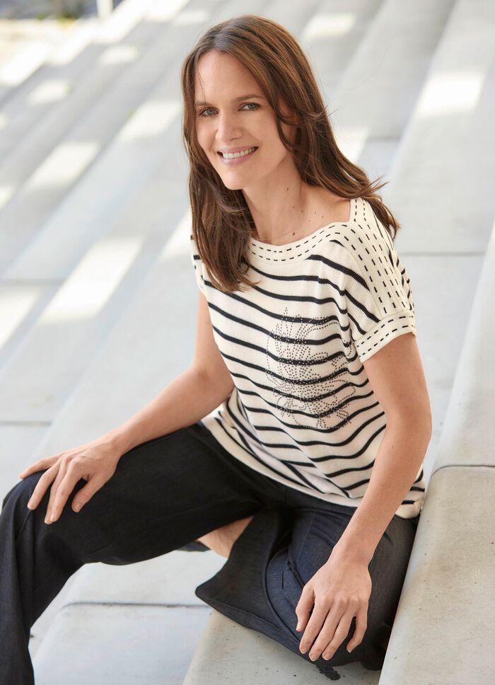 Trui met bloemenpaillettenmotief 