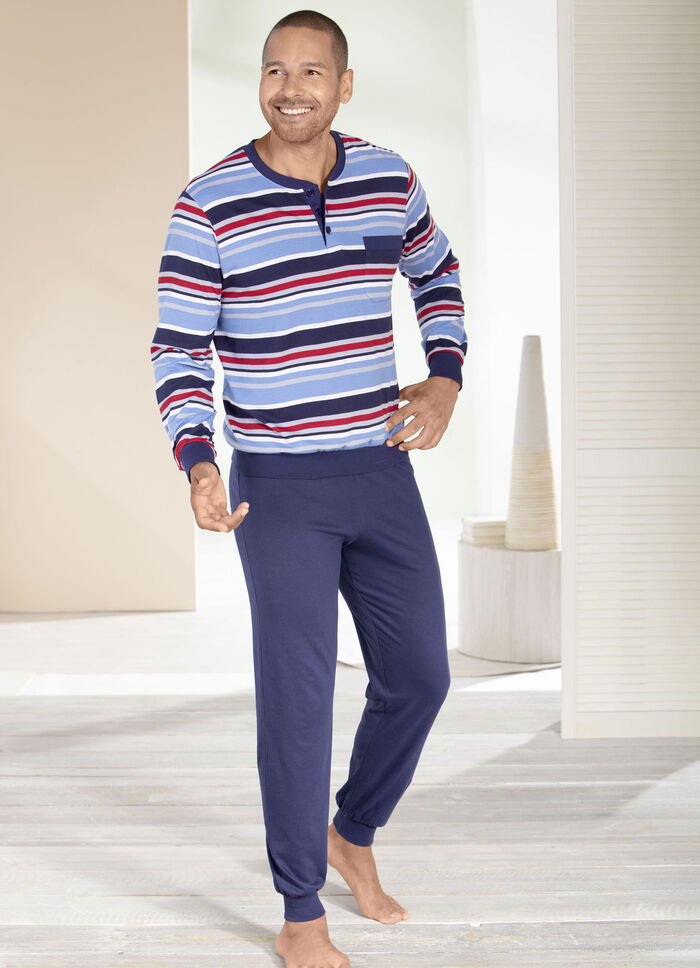 Set van twee pyjama's met knoopsluiting en manchetten 