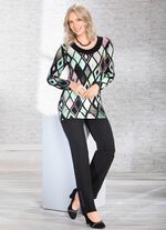 Expressief lang shirt met zwart paneel 