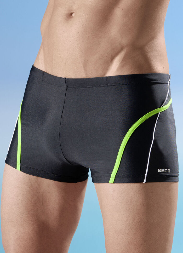 Zwembroek met halve voering aan de voorkant ZWART