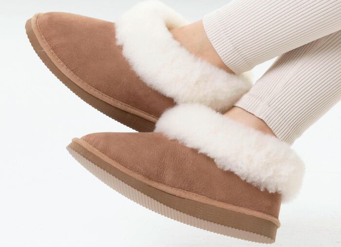 ELENA EDEN, warme damespantoffels, breedte G, met lamsvacht 