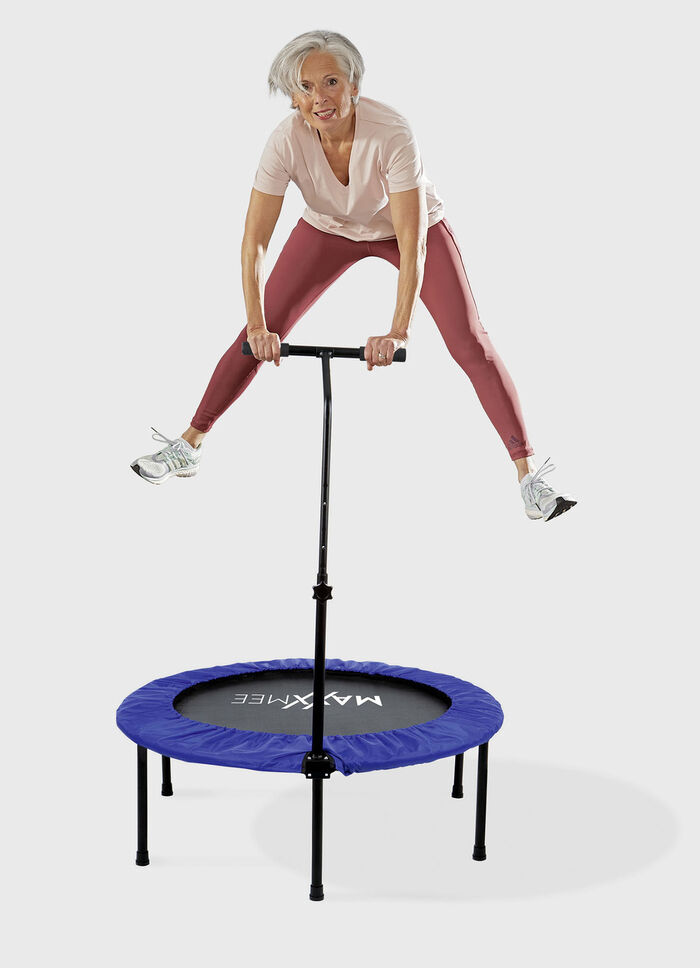 Trampoline met in hoogte verstelbare handgreep 