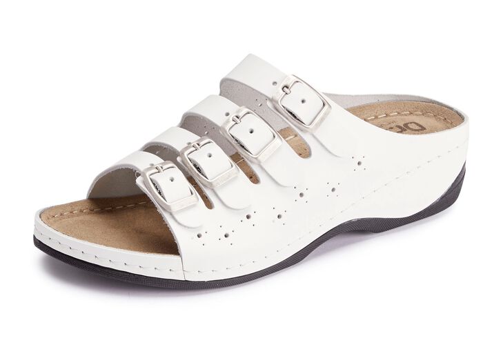 ELENA EDEN muiltjes van gedeeltelijk geperforeerd nappaleer WIT