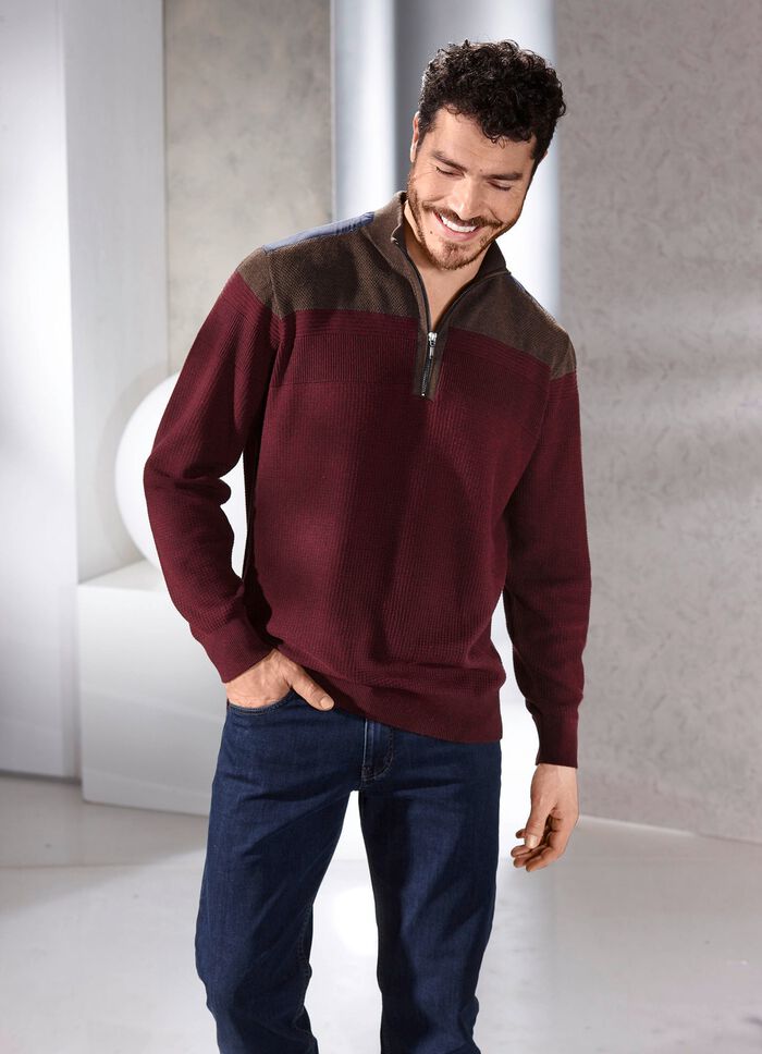 Trui met opstaande kraag en gemengde textuur 